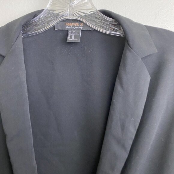 🦋 FOREVER 21 Black Front Chiffon Wrap Top XS Lapel Going Out Crop - Picture 3 of 4